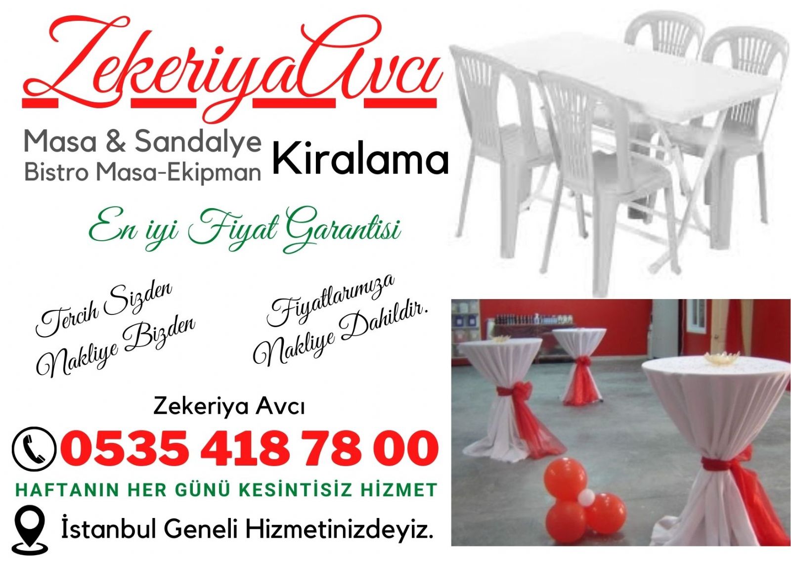 Esenyurt Masa Sandalye Kiralama